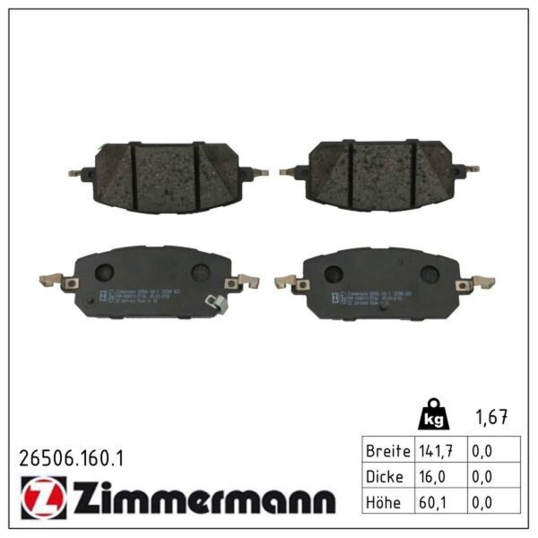 ZIMMERMANN 26506.160.1 Bremsbelagsatz, Scheibenbremse