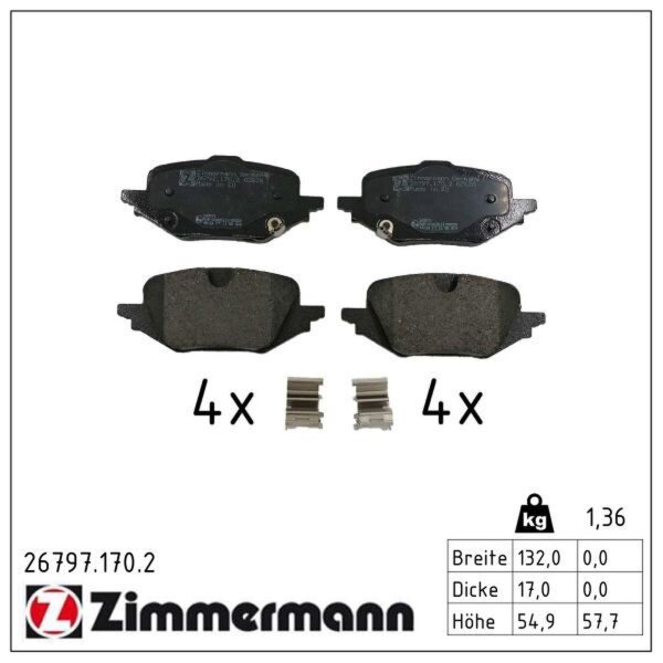 ZIMMERMANN 26797.170.2 Bremsbelagsatz, Scheibenbremse