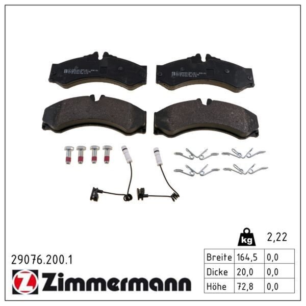 ZIMMERMANN 29076.200.1 Bremsbelagsatz, Scheibenbremse
