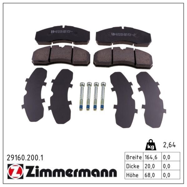 ZIMMERMANN 29160.200.1 Bremsbelagsatz, Scheibenbremse