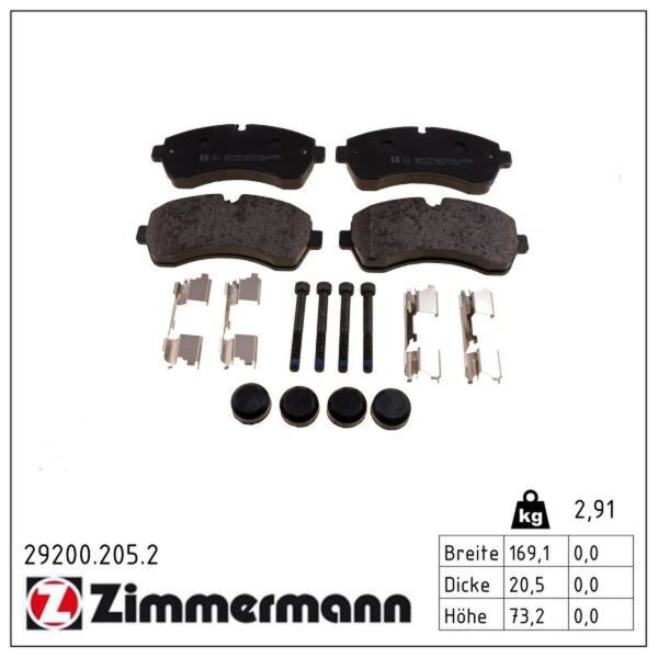 ZIMMERMANN 29200.205.2 Bremsbelagsatz, Scheibenbremse