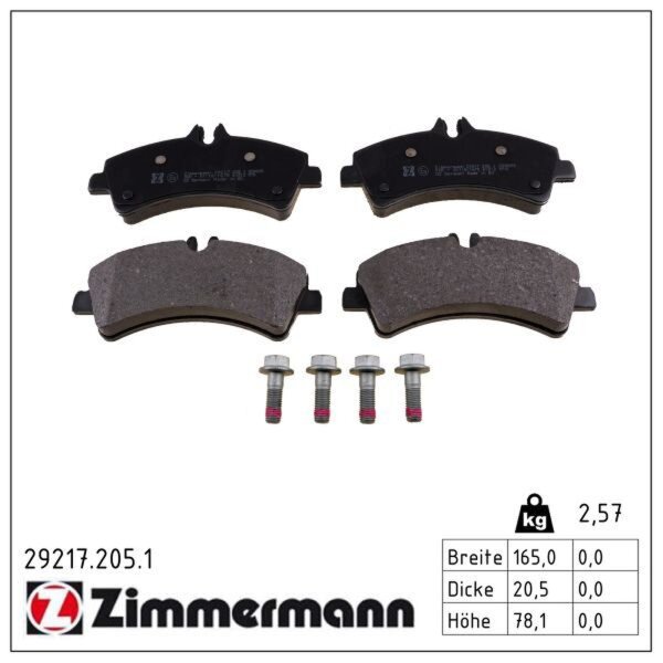 ZIMMERMANN 29217.205.1 Bremsbelagsatz, Scheibenbremse