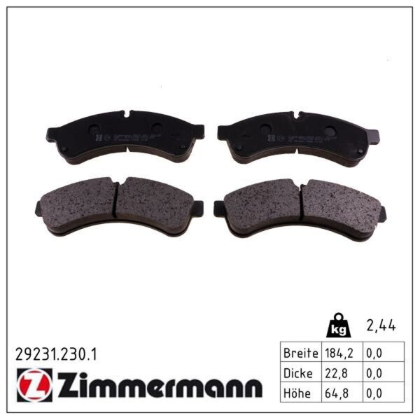 ZIMMERMANN 29231.230.1 Bremsbelagsatz, Scheibenbremse