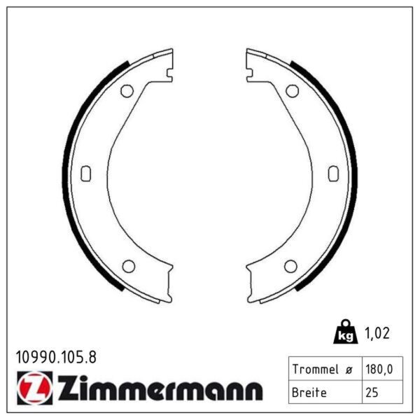 ZIMMERMANN 10990.105.8 Bremsbackensatz, Feststellbremse