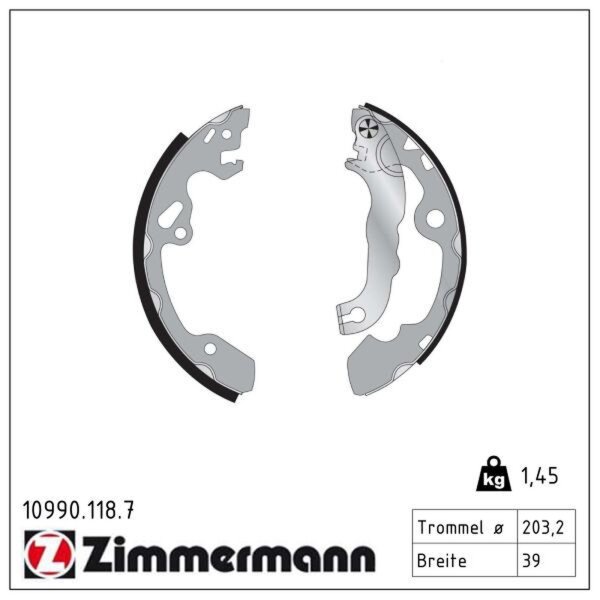ZIMMERMANN 10990.118.7 Bremsbackensatz