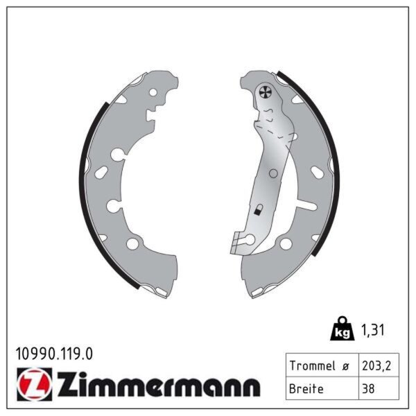 ZIMMERMANN 10990.119.0 Bremsbackensatz