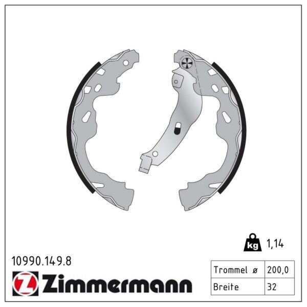 ZIMMERMANN 10990.149.8 Bremsbackensatz
