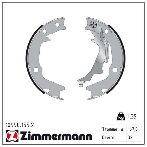 ZIMMERMANN 10990.155.2 Bremsbackensatz, Feststellbremse