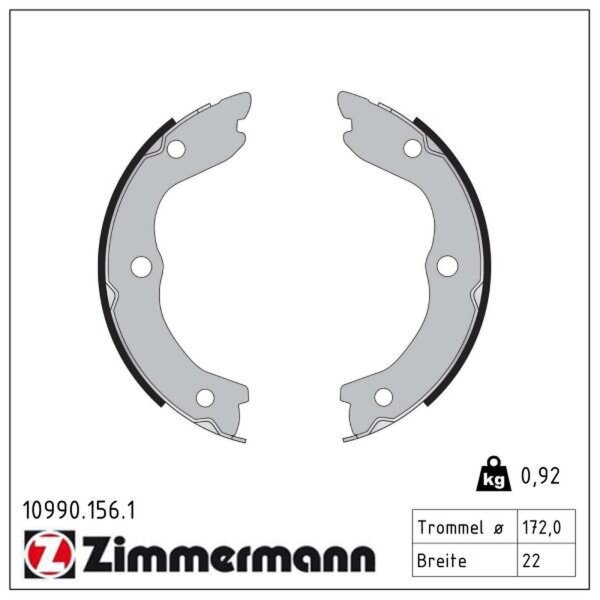 ZIMMERMANN 10990.156.1 Bremsbackensatz, Feststellbremse