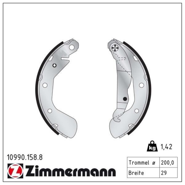ZIMMERMANN 10990.158.8 Bremsbackensatz