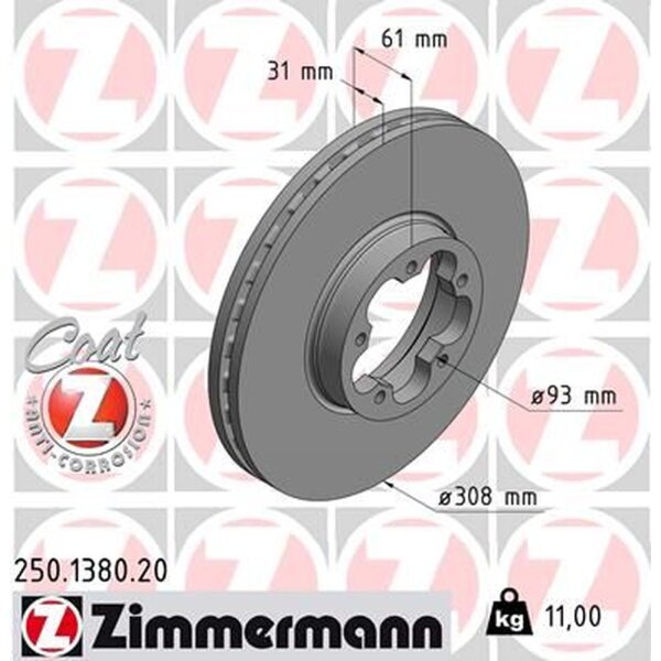 ZIMMERMANN 250.1380.20 Bremsscheibe