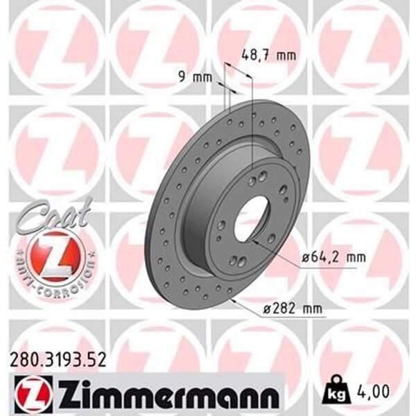 ZIMMERMANN 280.3193.52 Bremsscheibe