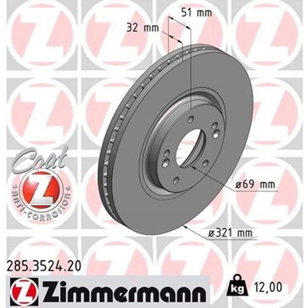 ZIMMERMANN 285.3524.20 Bremsscheibe