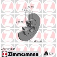 ZIMMERMANN 400.3638.00 Bremsscheibe