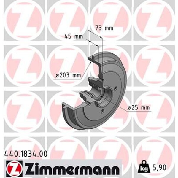 ZIMMERMANN 440.1834.00 Bremstrommel