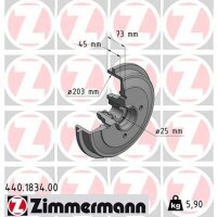 ZIMMERMANN 440.1834.00 Bremstrommel