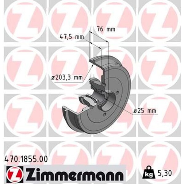 ZIMMERMANN 470.1855.00 Bremstrommel