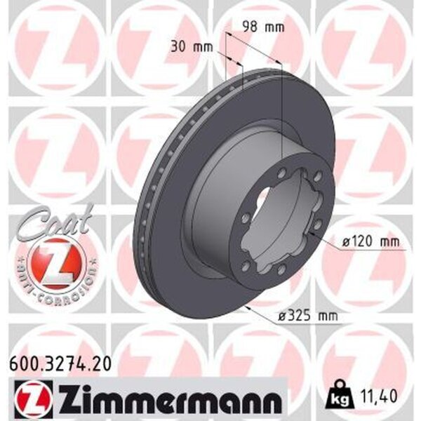 ZIMMERMANN 600.3274.20 Bremsscheibe