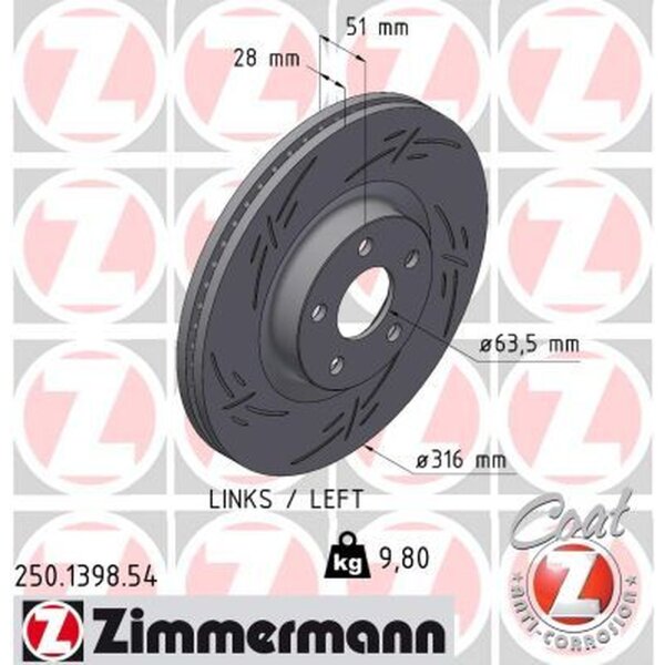 ZIMMERMANN 250.1398.54 Bremsscheibe