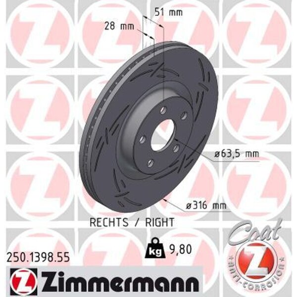 ZIMMERMANN 250.1398.55 Bremsscheibe