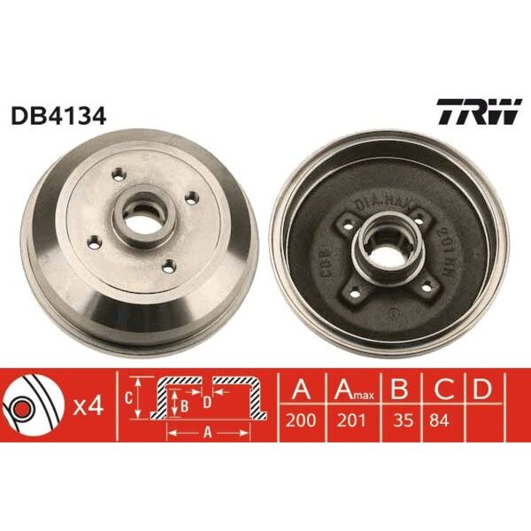 TRW DB4134 Bremstrommel