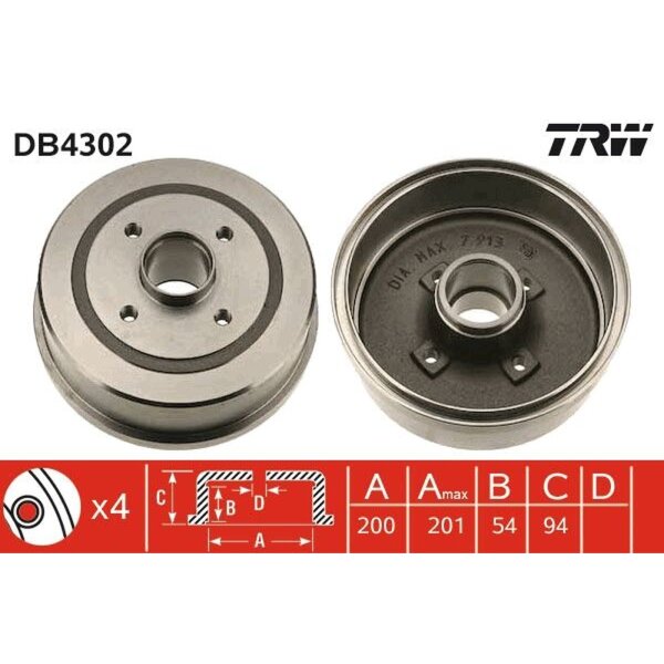 TRW DB4302 Bremstrommel