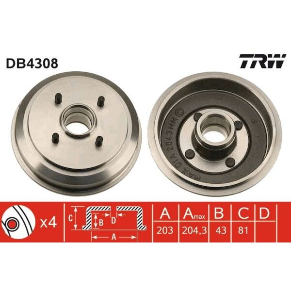 TRW DB4308 Bremstrommel