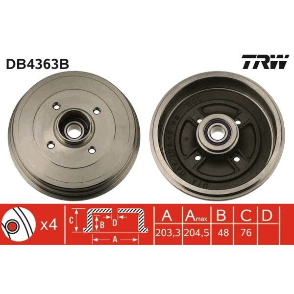 TRW DB4363B Bremstrommel