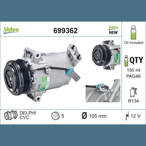 VALEO 699362 Kompressor, Klimaanlage