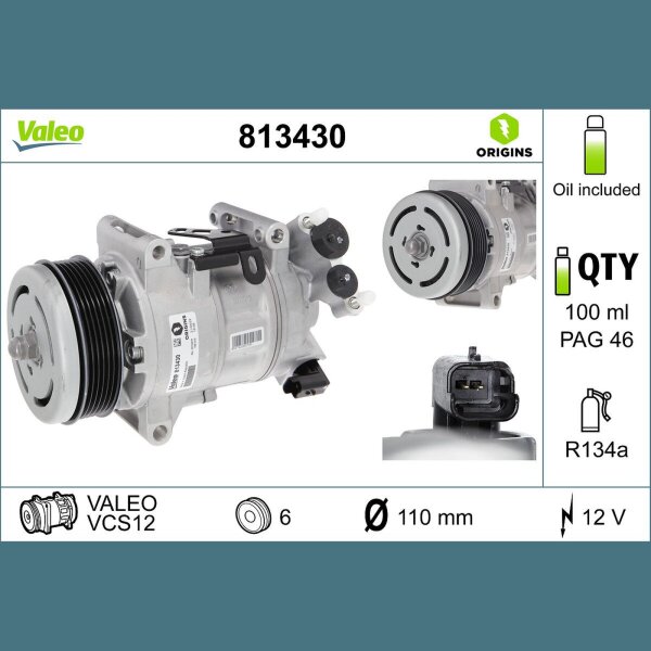 VALEO 813430 Kompressor, Klimaanlage