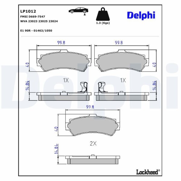 DELPHI LP1012 Bremsbelagsatz, Scheibenbremse