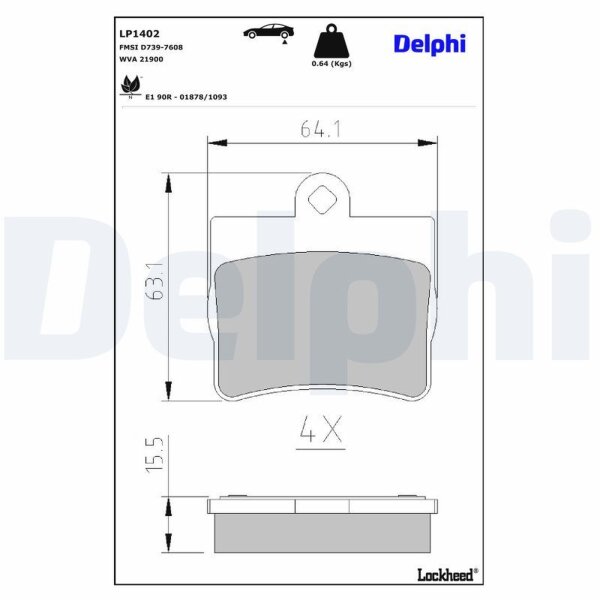 DELPHI LP1402 Bremsbelagsatz, Scheibenbremse