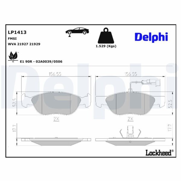 DELPHI LP1413 Bremsbelagsatz, Scheibenbremse