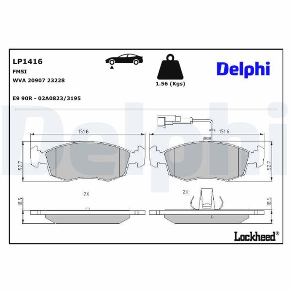 DELPHI LP1416 Bremsbelagsatz, Scheibenbremse