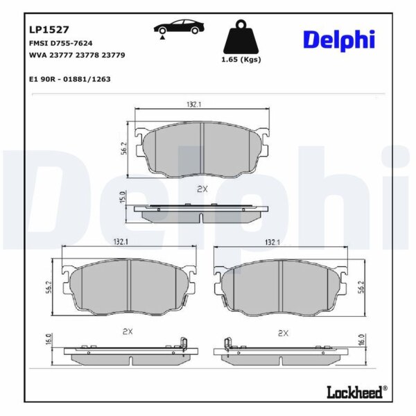 DELPHI LP1527 Bremsbelagsatz, Scheibenbremse