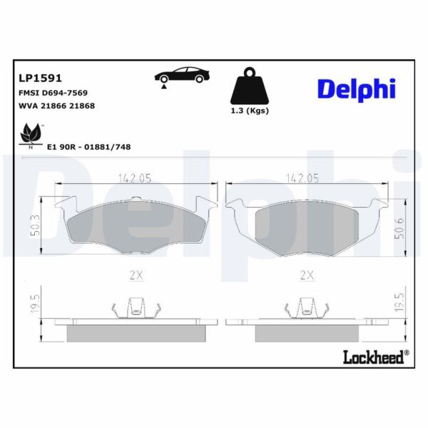 DELPHI LP1591 Bremsbelagsatz, Scheibenbremse
