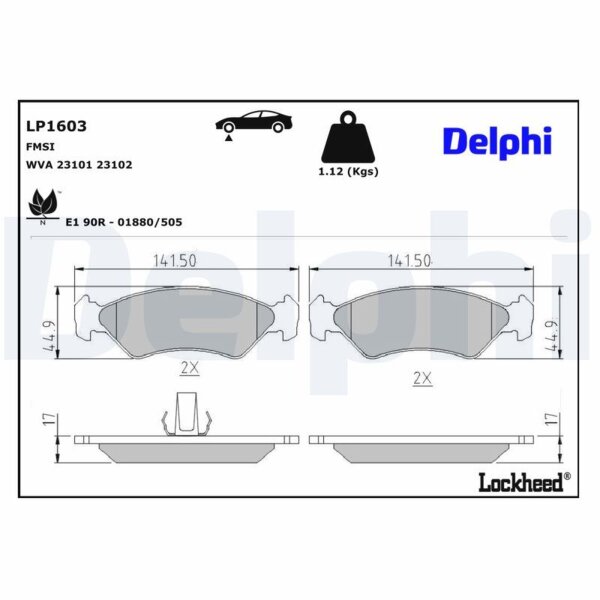 DELPHI LP1603 Bremsbelagsatz, Scheibenbremse