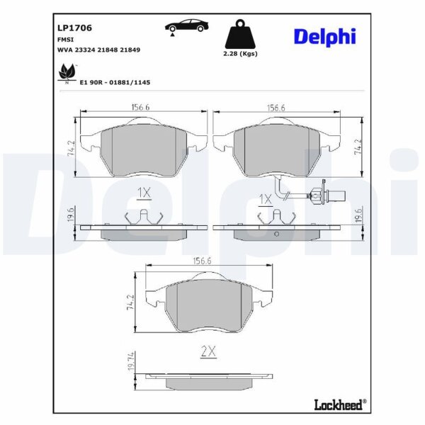 DELPHI LP1706 Bremsbelagsatz, Scheibenbremse