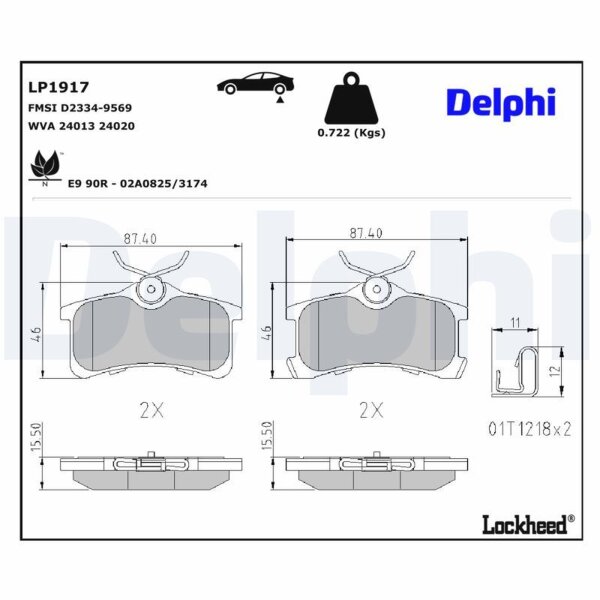 DELPHI LP1917 Bremsbelagsatz, Scheibenbremse