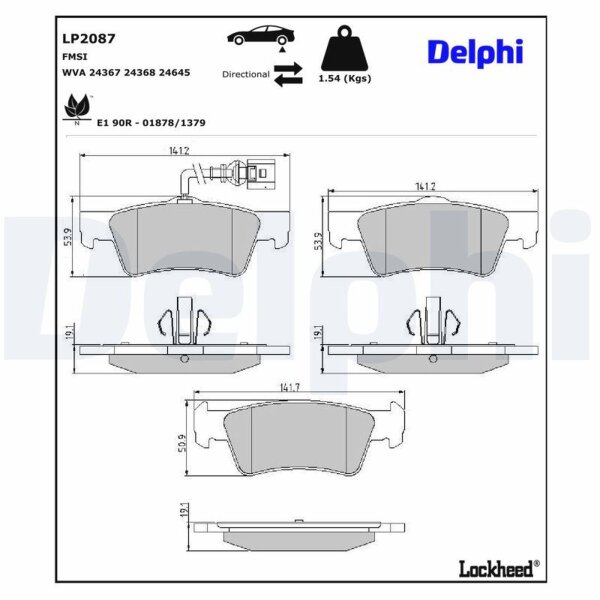 DELPHI LP2087 Bremsbelagsatz, Scheibenbremse