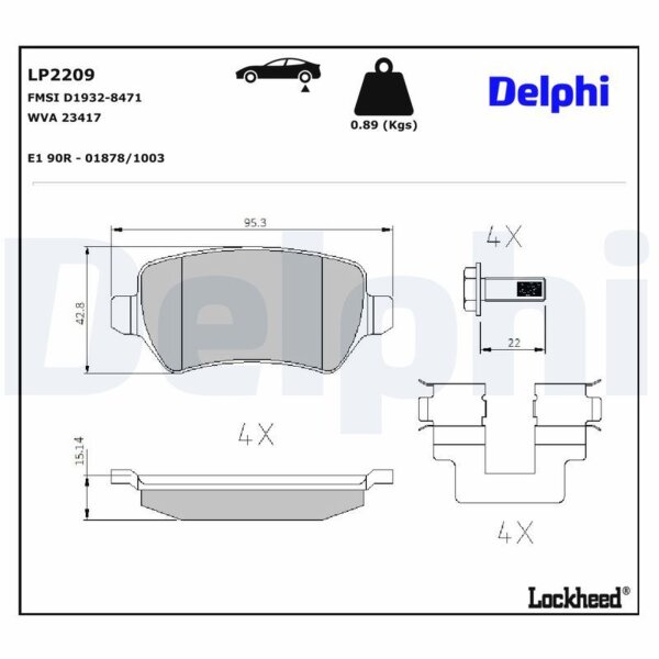 DELPHI LP2209 Bremsbelagsatz, Scheibenbremse