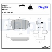 DELPHI LP2209 Bremsbelagsatz, Scheibenbremse