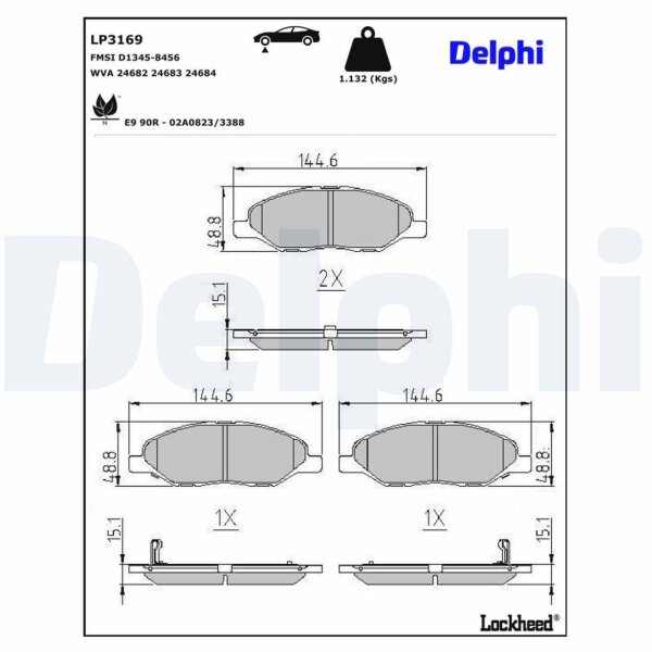 DELPHI LP3169 Bremsbelagsatz, Scheibenbremse