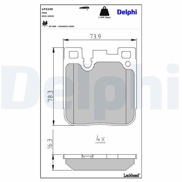 DELPHI LP3249 Bremsbelagsatz, Scheibenbremse