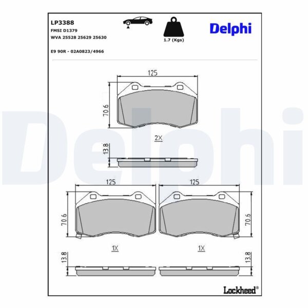 DELPHI LP3388 Bremsbelagsatz, Scheibenbremse