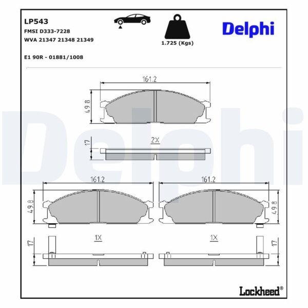 DELPHI LP543 Bremsbelagsatz, Scheibenbremse