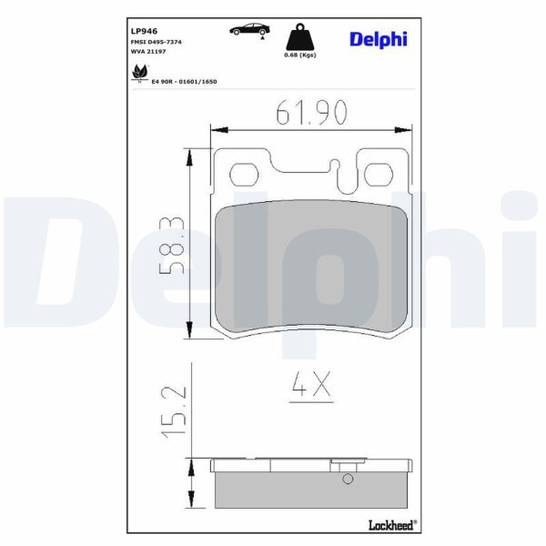 DELPHI LP946 Bremsbelagsatz, Scheibenbremse