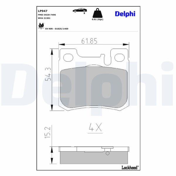 DELPHI LP947 Bremsbelagsatz, Scheibenbremse