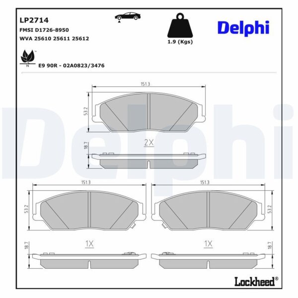 DELPHI LP2714 Bremsbelagsatz, Scheibenbremse