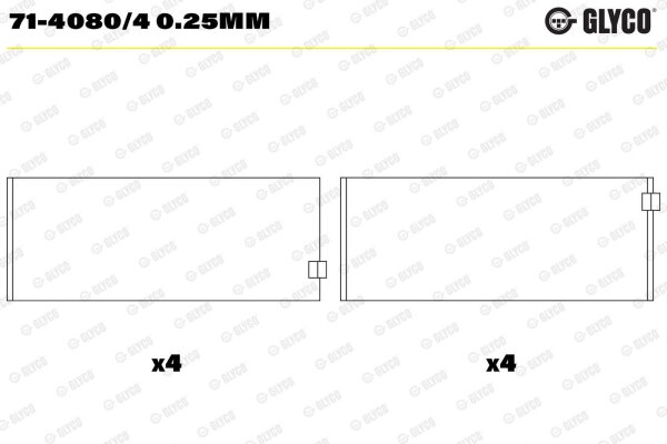 GLYCO 71-4080/4 0.25mm Pleuellagerschale